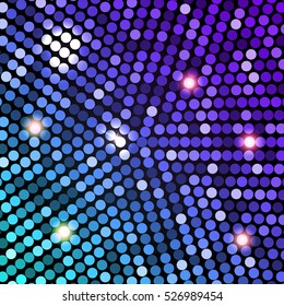 Vector purple disco lights purple background. Club neon pattern. Abstract lights background. Design for party flyers.