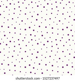 Vector purple dots seamless pattern background. Perfect for children fabric, giftwrap, wallpaper, birthday, packaging, handmade, virus, circus and clowns themed designs as well as holiday projects. 