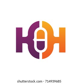 Vector Purple Dual Letter K H Medic Logo