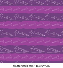 Vector purple ducks and ducklings seamless pattern background. Great for fabric, borders, scrapbooking, and wallpaper projects.