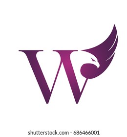Vector Purple Eagle Single Letter W Logo