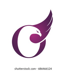 Vector Purple Eagle Single Letter O Logo