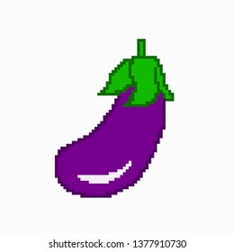 vector Purple eggplant concept in pixel art