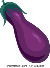 vector purple eggplant with shadow and flare on a transparent background