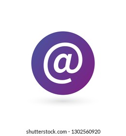 Vector purple e-mail internet icon button. Vector illustration isolated on white background.