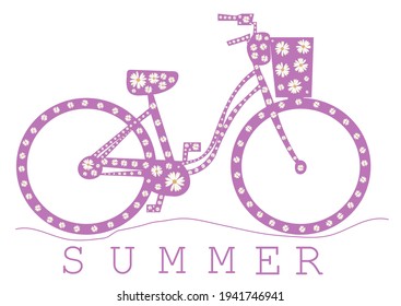 púrpura vector en impresión de flores ilustración de bicicleta de verano y papel tapiz