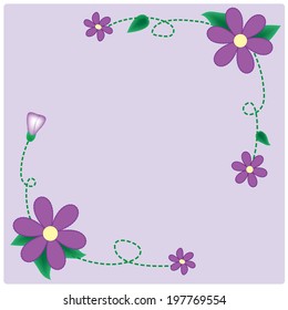 Vector purple flowers on the  purple background vintage