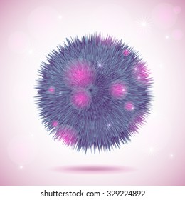 Vector purple fluffy abstract ball, detailed illustration
