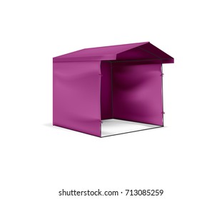  Vector purple folding tent pavilion for promotional outdoor event trade. Template portable shop
