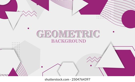 Vector purple Geometric Background with line and shape (round circle, triangle, hexagon)