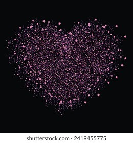 Vector purple glitter heart on dark background.