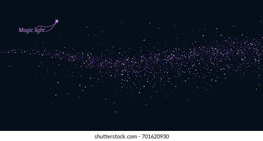 Vector purple glitter Magical light with a wave on a Dark background