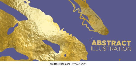 Vector Purple and Gold Design Templates for Brochures, Flyers, Mobile Technologies, Applications, Online Services, Typographic Emblems, Logo, Banners and Infographic. Golden Abstract Background.