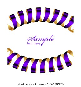 Vector purple and gold ribbon frame