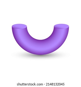 Vector purple half torus with gradients and shadow for game, icon, package design, logo, mobile, ui, web, education. 3D torus on a white background. Geometric figures for your design. Bagel