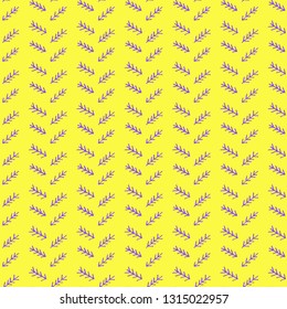 Vector purple hand drawn tribal lines and stripes, on yellow background repeat seamless pattern. Fresh summer mimicking folk, herringbone, stitching surface pattern.