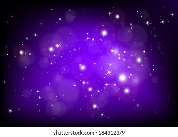 Vector purple  haze glittering abstract space illustration - Vector space  star field background illustration