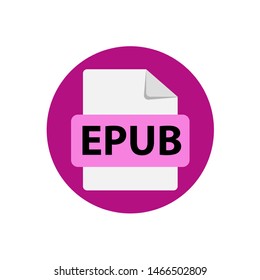 Vector purple icon EPUB. File format extensions icon. flat design style. Circle buttons.