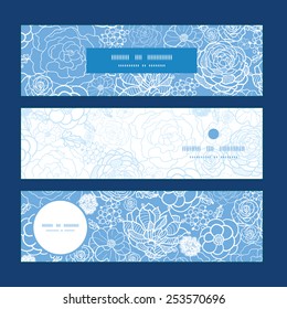 Vector purple lace flowers horizontal banners set pattern background
