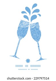 Vector purple lace flowers toasting wine glasses silhouettes pattern frame