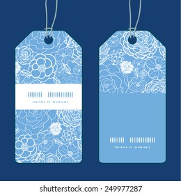 Vector purple lace flowers vertical stripe frame pattern tags set
