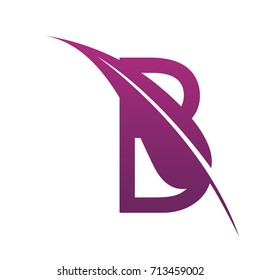 Vector Purple Letter B Botanical Leaf Logo