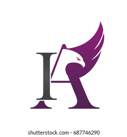 Vector Purple Letter I A Eagle Logo