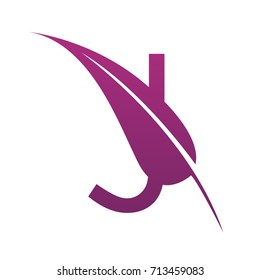 Vector Purple Letter J Botanical Leaf Logo