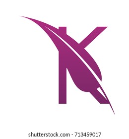 Vector Purple Letter K Botanical Leaf Logo