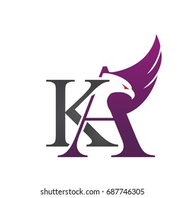 Vector Purple Letter K A Eagle Logo