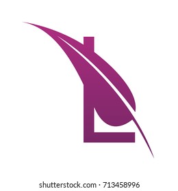 Vector Purple Letter L Botanical Leaf Logo