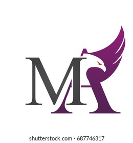 Vector Purple Letter M A Eagle Logo