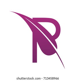 Vector Purple Letter P Botanical Leaf Logo