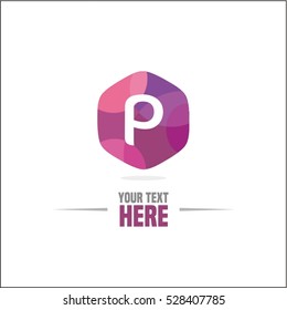 vector purple letter P logo, diamond icon, Fashion, jewelry modern 3d crystal logo, identity