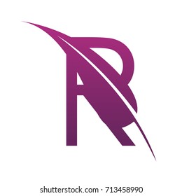 Vector Purple Letter R Botanical Leaf Logo