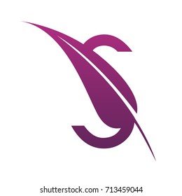 Vector Purple Letter S Botanical Leaf Logo
