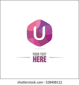 vector purple letter U logo, diamond icon, Fashion, jewelry modern 3d crystal logo, identity
