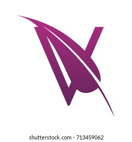 Vector Purple Letter V Botanical Leaf Logo