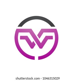 Vector Purple Letter W M Circle Logo Icon
