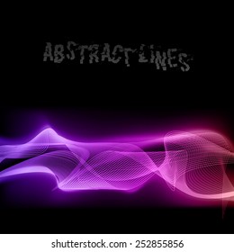 Vector purple lines on the black background. Vector elements.
