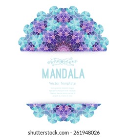 Vector purple mandala. Decor for your design, lace ornament. Round pattern, oriental style.