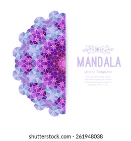 Vector purple mandala. Decor for your design, lace ornament. Round pattern, oriental style.