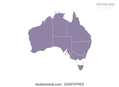 Vector purple map of Australia isolated on white background.