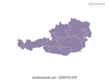 Vector purple map of Austria isolated on white background.