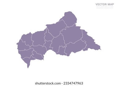 Vector purple map of Central African isolated on white background.