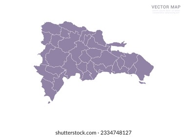 Vector purple map of Dominican Republic isolated on white background.