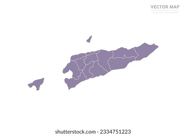 Mapa vectorial morado de Timor Oriental aislado en fondo blanco.
