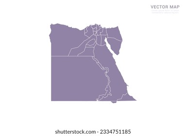 Vector purple map of Egypt isolated on white background.