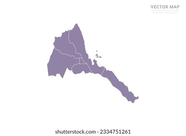 Vector purple map of Eritrea isolated on white background.