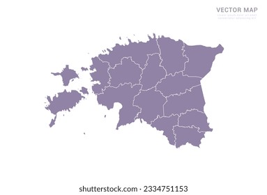 Vector purple map of Estonia isolated on white background.